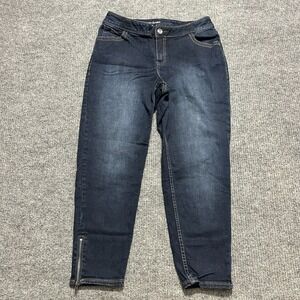 Lane Bryant Genius Fit Womens Ankle Jeans Size 14 Blue Denim Zip Hem Mid Rise